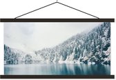 Posterhanger incl. Poster 120x60 cm - Schoolplaat - Winter - Water - Sneeuw - Textielposter - Zwarte latten