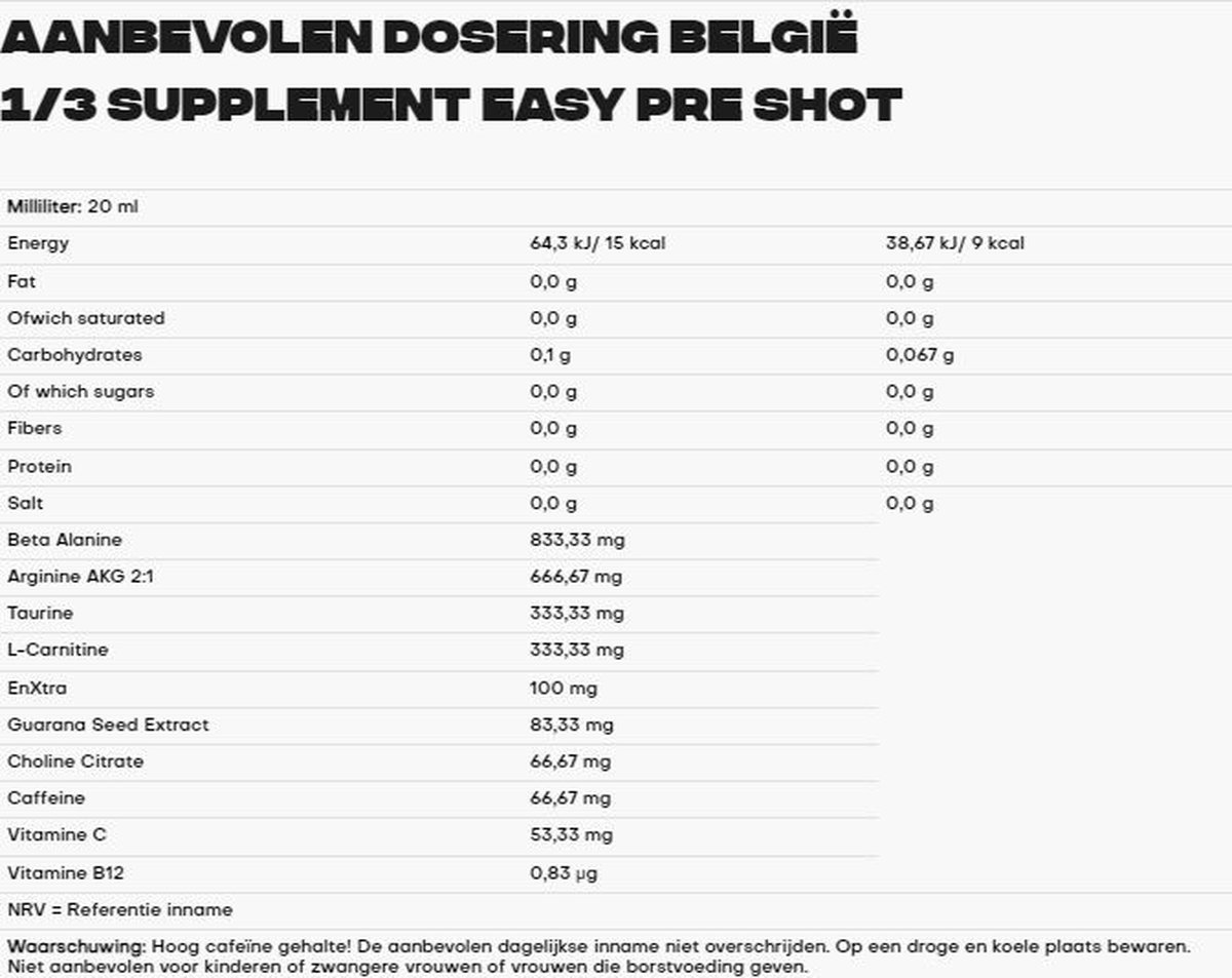 Preworkout shotjes Easy shot (pwo shot) 2 doosjes (24 stuks) Makkelijk mee te nemen!