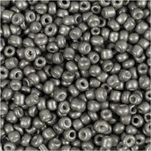 Rocailles, grijs, d 3 mm, afm 8/0 , gatgrootte 0,6-1,0 mm, 25 gr/ 1 doos