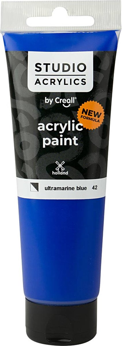 Acrylverf – Blauwe Verf – Acrylaatverf – Acrylic paint – Hobbyverf – Knutselen en Verven – Sneldrogend – Ultramarine Blue (#42) – Blauw – Semi Dekkend – Creall Studio – 120 ml
