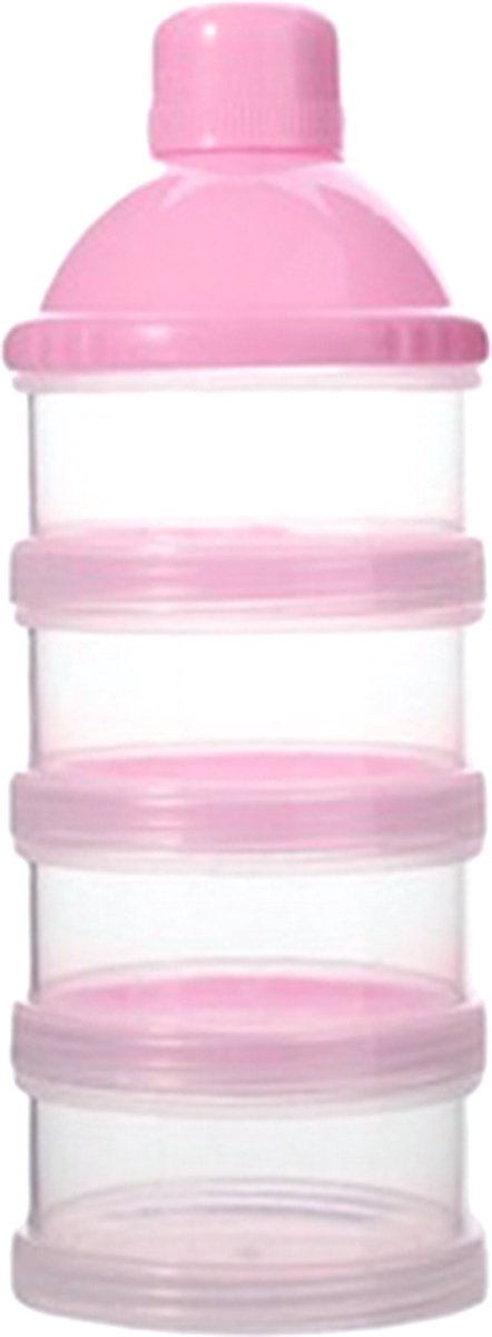 Babylatte® - melkpoedertoren - BPA vrij - babypoeder bewaarbakjes - doseerdoosje - poedertoren - babyuitzet – kraamcadeau - roze - 4-laags