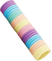Elastiekjes 50 stuks | Pastel Haar Elastieken | elastisch | hoge kwaliteit haarelastiekjes | Oranje Paars Roze Geel Blauw | Sparkolia