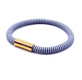 Armband dames touw -  heren armbanden scheepstouw Galeara Riu met magnetische sluiting - Wit Blauw Goud 17.5cm