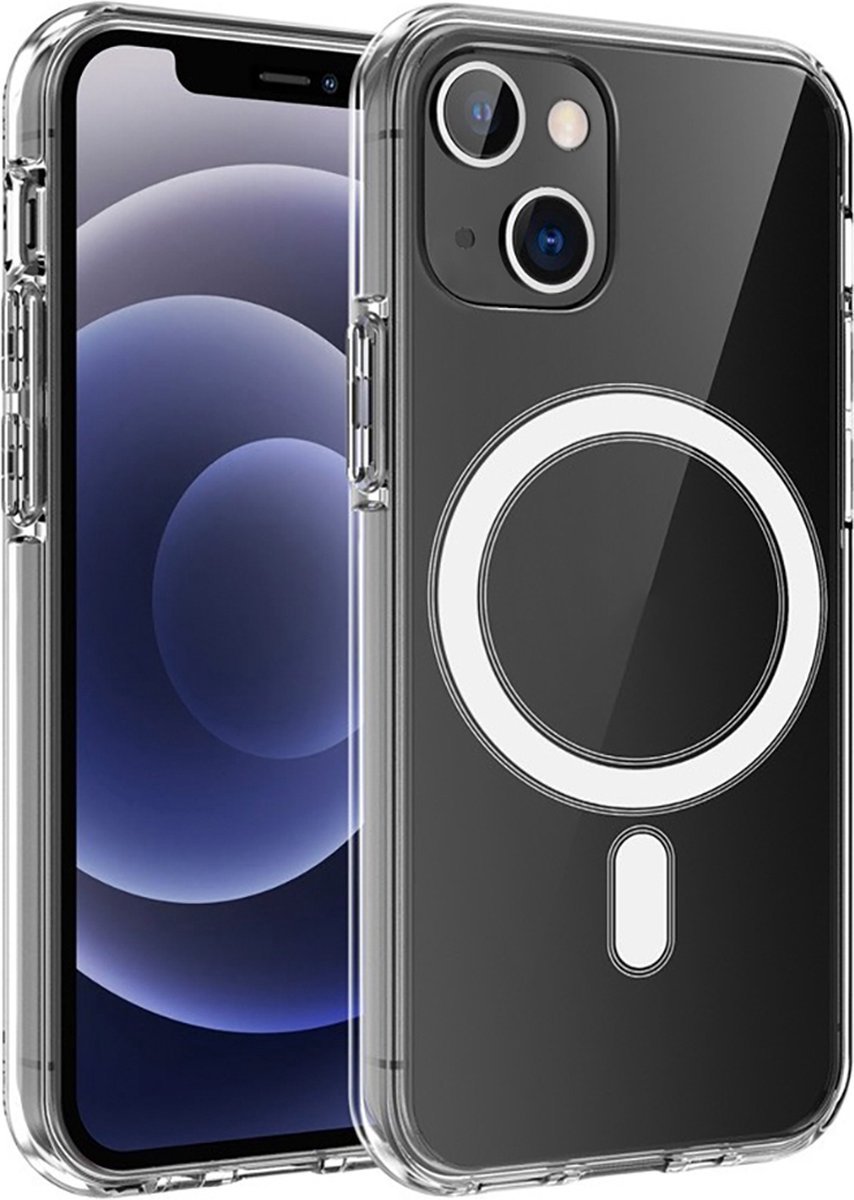 THR Magsafe Hoesje voor Apple iPhone 14 Plus glashelder stevig siliconen Transparant - Magnetische back case met verstevigde hoeken Transparant