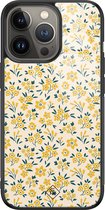 Casimoda® hoesje - Geschikt voor iPhone 13 Pro - Yellow Garden - Luxe Hard Case Zwart - Backcover telefoonhoesje - Geel