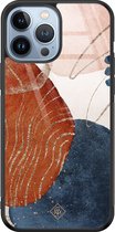 Casimoda® hoesje - Geschikt voor iPhone 13 Pro Max - Abstract Terracotta - Luxe Hard Case Zwart - Backcover telefoonhoesje - Multi