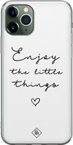 Casimoda® hoesje - Geschikt voor iPhone 11 Pro - Enjoy Life - Siliconen/TPU telefoonhoesje - Backcover - Tekst - Zwart