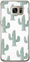 Casimoda® hoesje - Geschikt voor Samsung S7 Edge - Cactus Print - Backcover - Siliconen/TPU - Groen