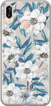 Casimoda® hoesje - Geschikt voor Huawei P20 Lite (2018) - Bloemen / Floral blauw - Siliconen/TPU - Soft Case - Blauw - Bloemen