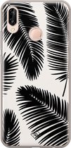 Casimoda® hoesje - Geschikt voor Huawei P20 Lite (2018) - Palm Leaves Silhouette - Siliconen/TPU - Soft Case - Zwart - Planten