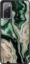 Casimoda® hoesje - Geschikt voor Samsung Galaxy S20 FE - Groen marmer / Marble - Zwart TPU Backcover - Marmer - Groen