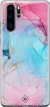 Casimoda® hoesje - Geschikt voor Huawei P30 Pro - Marmer blauw roze - Siliconen/TPU - Soft Case - Multi - Marmer