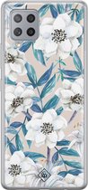 Casimoda® hoesje - Geschikt voor Samsung A42 - Bloemen / Floral blauw - Backcover - Siliconen/TPU - Blauw