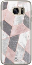 Casimoda® hoesje - Geschikt voor Samsung S7 - Stone grid marmer / Abstract marble - Backcover - Siliconen/TPU - Roze