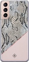 Casimoda® hoesje - Geschikt voor Samsung S21 Plus - Snake Print - Backcover - Siliconen/TPU - Roze