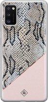 Casimoda® hoesje - Geschikt voor Samsung A41 - Snake Print - Backcover - Siliconen/TPU - Roze