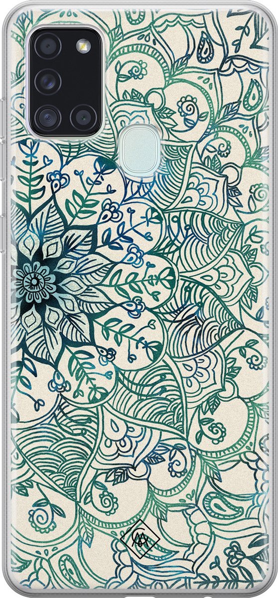 Casimoda® hoesje - Geschikt voor Samsung A21s - Mandala Blauw - Backcover - Siliconen/TPU - Multi