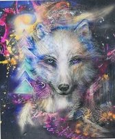 wolf - Diamond Painting - 50 X 65 CM - Ronde steentjes - oogverblindende wolf
