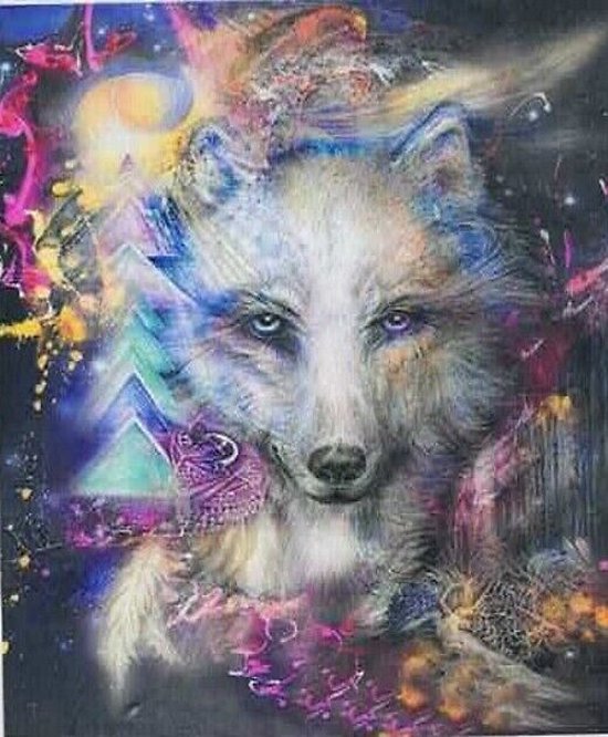 wolf - Diamond Painting - 50 X 65 CM - Ronde steentjes - oogverblindende wolf