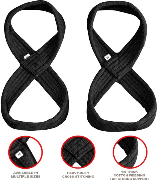 Gymroar Figure 8 Lifting Straps (met Opbergtas) Anti Slip Deadlift