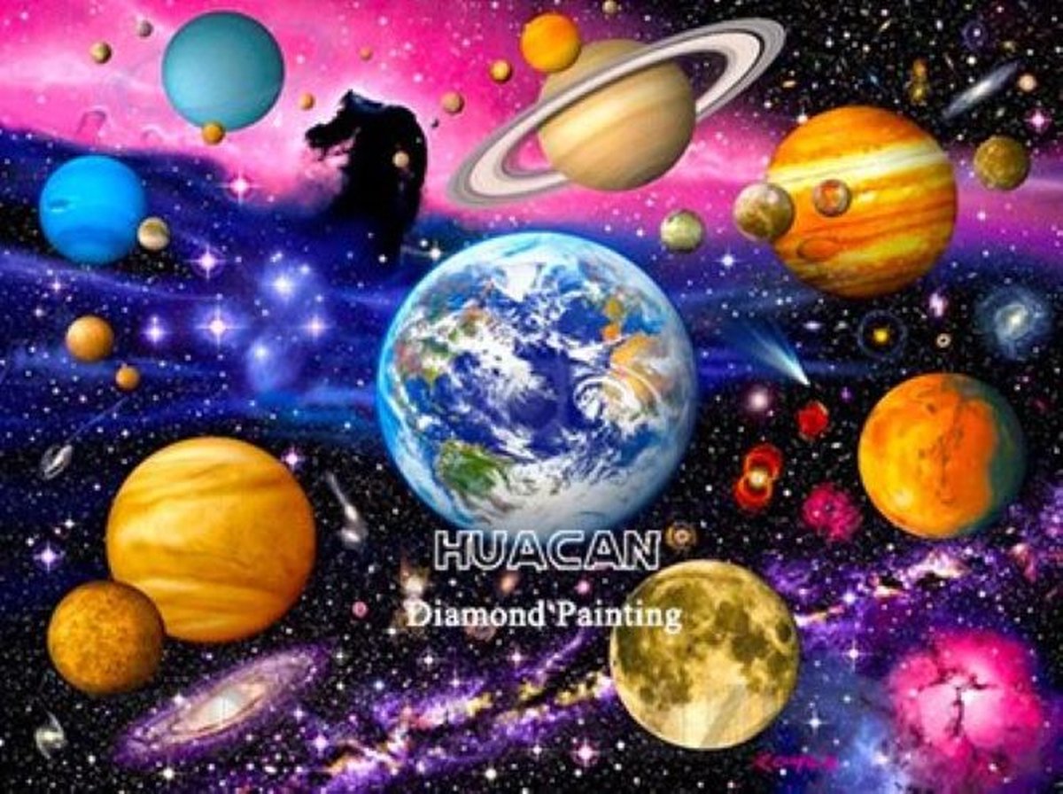 Diamond Painting - planeten - Heelal - 50x70cm - Full Painting - Hobby