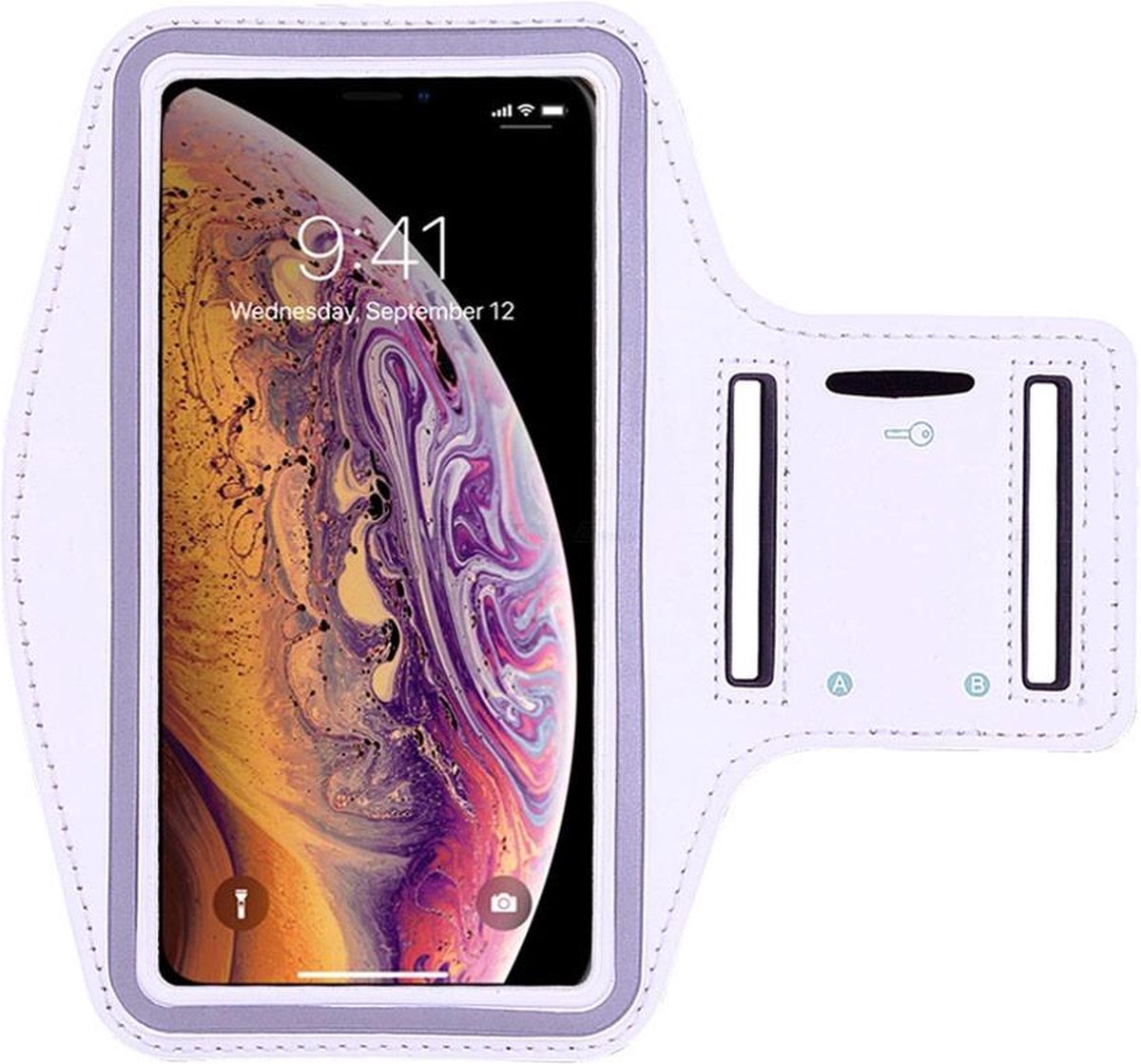 Sportarmband - Geschikt voor: iPhone 14 hoesje - iPhone 14 Pro hoesje - Sportband - Hardloop armband - Sport armband - Hardloop houder - Wit