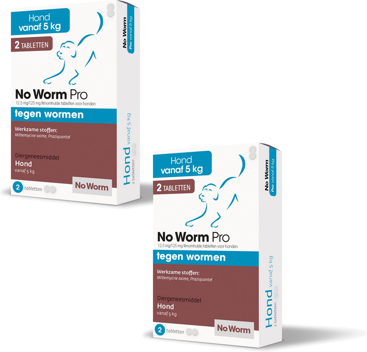 No Worm Pro Hond-M - Anti wormenmiddel - 2 x Medium Vanaf 5 Kg