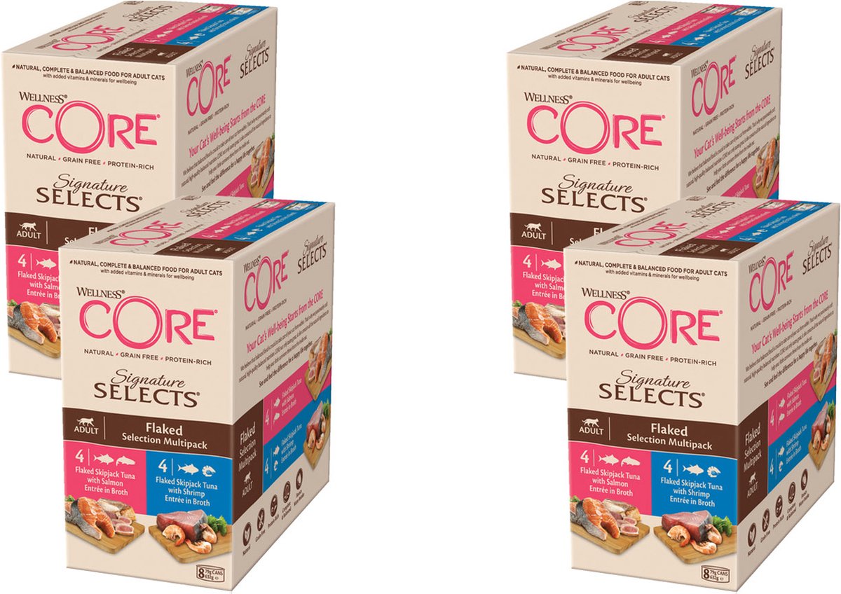 Wellness Core Signature Selects Flaked Multi-Pack – Kattenvoer – 4 x Mix 8×79 g