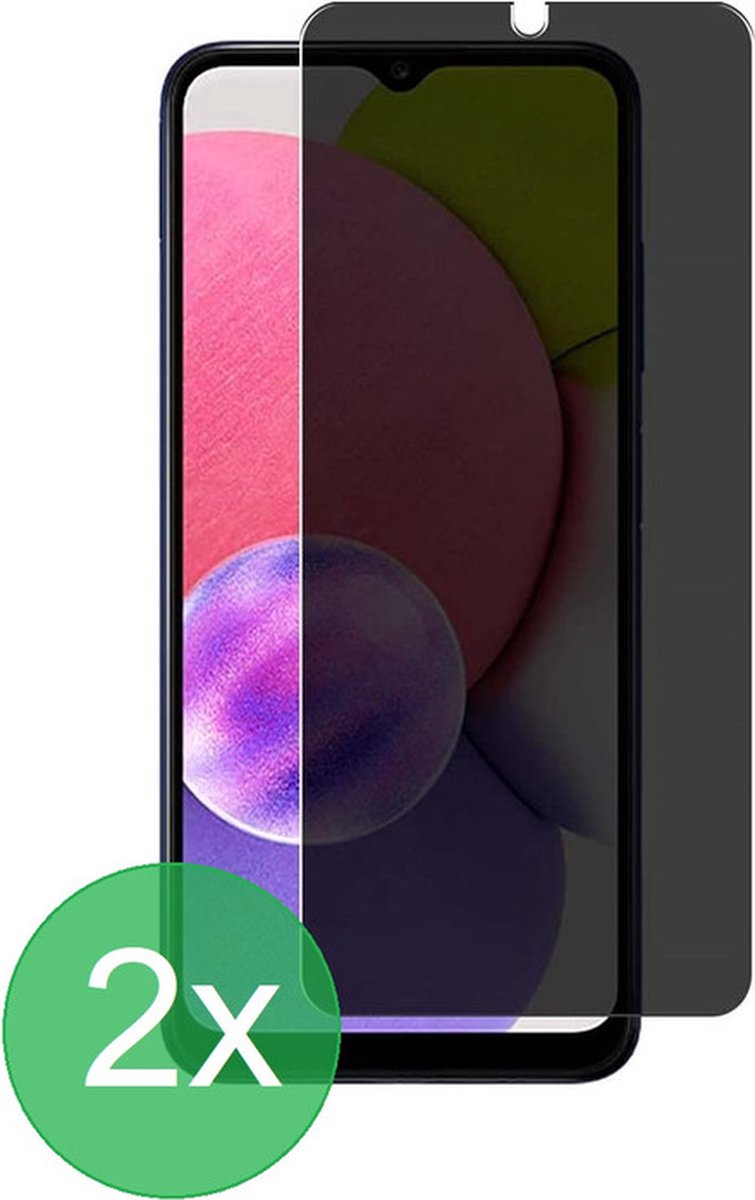 Privacy Screenprotector Glas - Tempered Glass Screen Protector Anti-Spy Geschikt voor: Samsung Galaxy A03s - 2x - bescherming - beschermglas - Anti Spy - ZT Accessoires