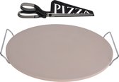 Excellent Houseware Pizzasteen met handvaten 35 cm - incl. pizzaschaar