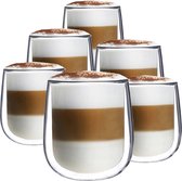 Luxe Dubbelwandige Koffieglazen - Cappuccino Glazen - Dubbelwandige Theeglazen - 350 ML - 6 Stuks