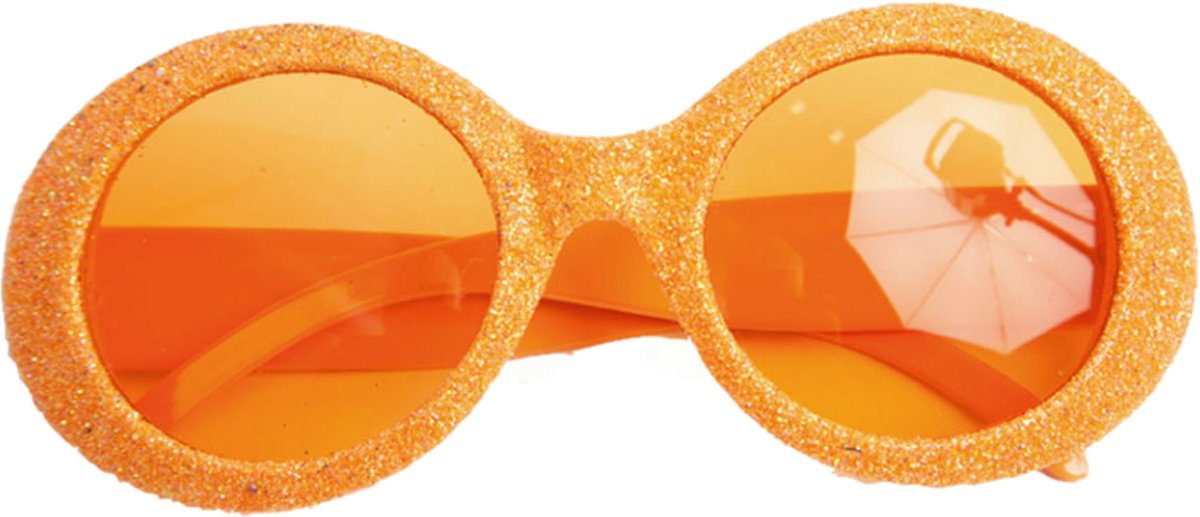 Faram Party Dames party bril - Oranje met glitters - Seventies/disco - Koningsdag