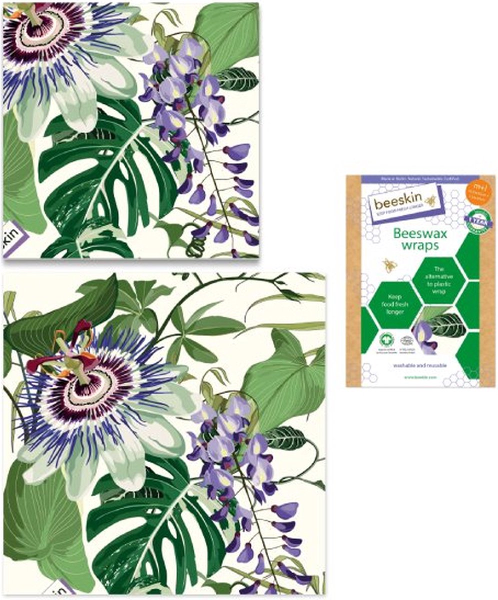 Bijenwasdoeken Set - Medium en Large - Passion Flower