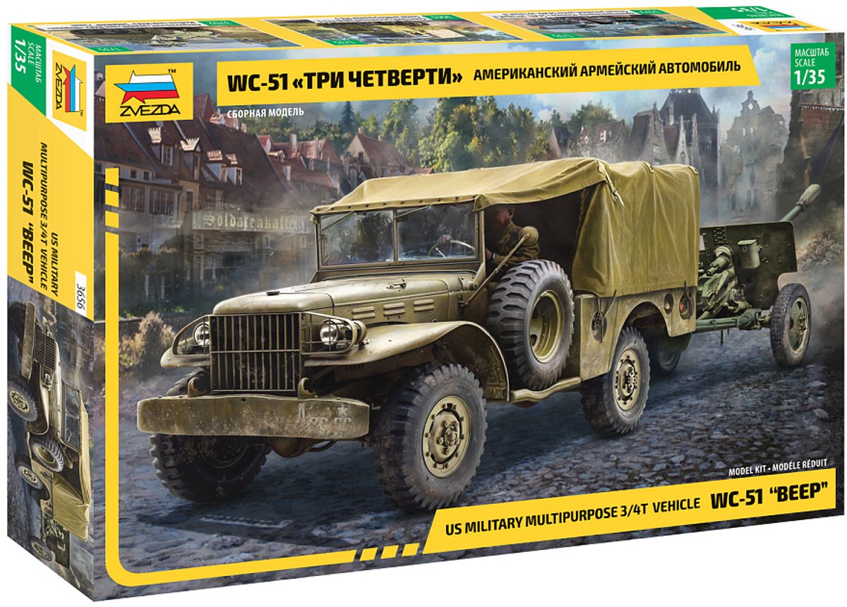 Zvezda Modelbouwpakket Auto - 3656 Dodge WC-51 Beep Plastic - 1:35 - Modelbouw