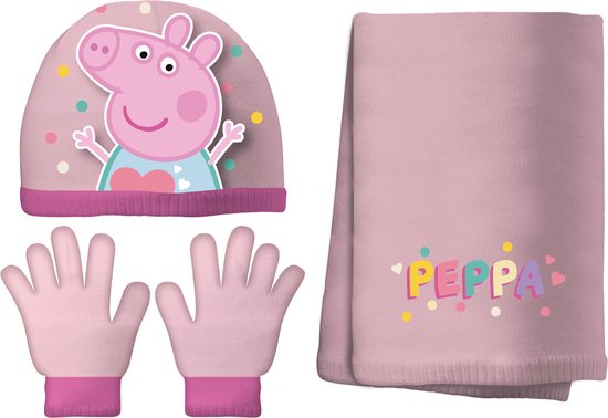 Arditex Peppa Pig winterset meisjes roze 3-delig