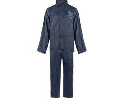 C-Line Regenpak met Capuchon - Blauw - Reflecterend  - Nieuw Model - Kinder maat 158/164