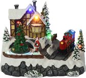 Scène de Noël de luxe d'Oneiro - Train - avec éclairage et mouvement - sur piles - Noël - scènes de Noël - vacances - hiver - éclairage - intérieur - extérieur - ambiance