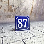 Numéro de maison en émail bleu / blanc no 87