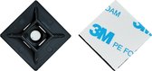 Kortpack - Zwarte Plakzadels, 28mm x 28mm - Zelfklevend én Voorzien van Schroefgat - Bevestigingsmateriaal voor Kabelbinders/Tyraps - (099.9012)