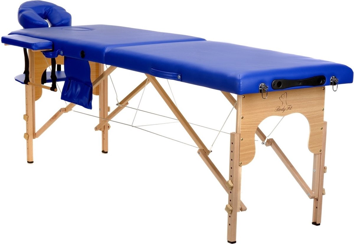 Massagetafel inklapbaar - 2-delig - hout - blauw