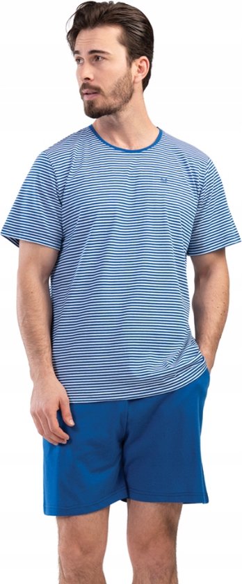 Badstoffen herenpyjama nachtblauw | Gratis verzending | Online de