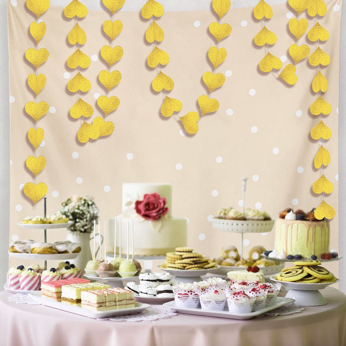 Gouden Hartjes Versiering Hartje Slingers Goud Gender Reveal Versiering Babyshower Geboorte Valentijn Versiering - 4m — afbeelding 5