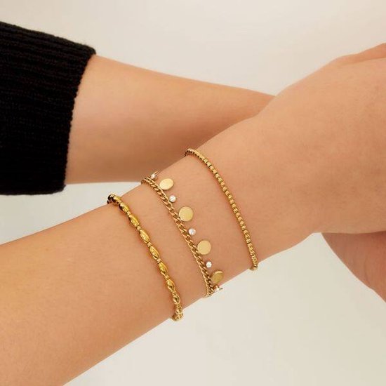 Bijoutheek Bracelet (bijou) Disques et pierres blanches argent 0290006-117 Argent