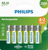 Philips AA 2500mah Rechargeable  6 pack