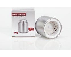 Wijn stopper - Wijn - Wijn accessoires - Flessenstop - Flesafsluiter - Champagne stopper - Wijn dop - Wine saver - Bar accessoires - Wijn - Wine - Fles stopper - Fles afsluiter - RVS - Mancave - Mancave decoratie - Cave & Garden