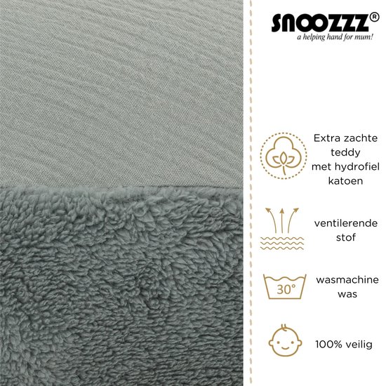 Snoozzz Voedingskussen Zwangerschapskussen Zijslaapkussen Premium kwaliteit - 185 cm - microparel vulling - luxe draagtas - Afneembare hoes van zachte teddy met katoen - Teddy Stone van SNOO — afbeelding 2
