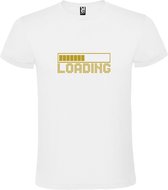 T-shirt Wit avec image "Loading" Goud Taille XS