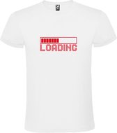 Wit T-Shirt met “ Loading “ afbeelding Rood Size M