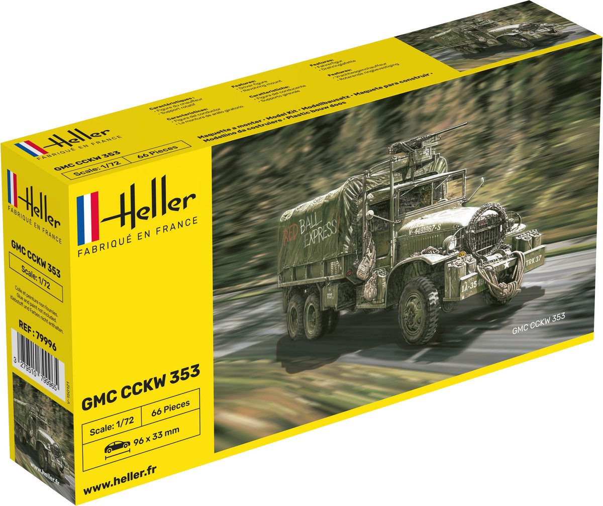 Heller Modelbouwpakket Militaire voertuigen - 79996 GMC CCKW 353 - Amerikaanse Militaire Vrachtwagen Plastic - 1:72 - Modelbouw