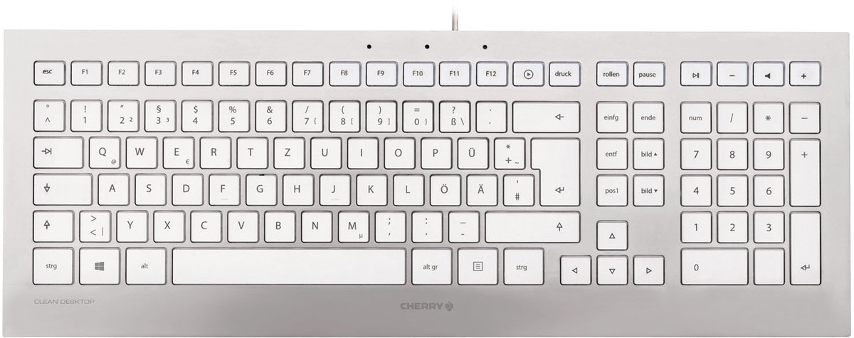 CHERRY STRAIT 3.0 - Toetsenbord - USB - QWERTY - VS - wit zilverkleurig